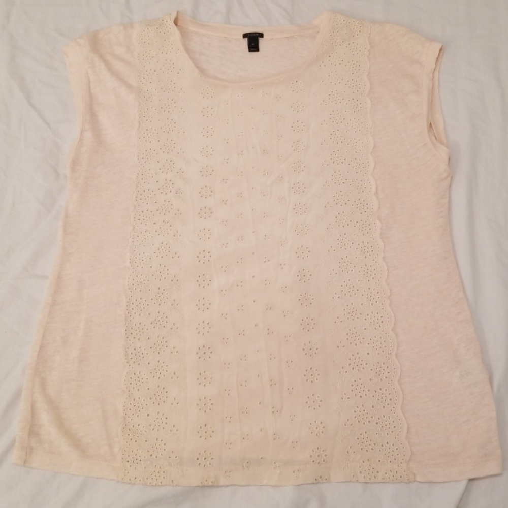 J Crew light pink linen/silk tshirt M
